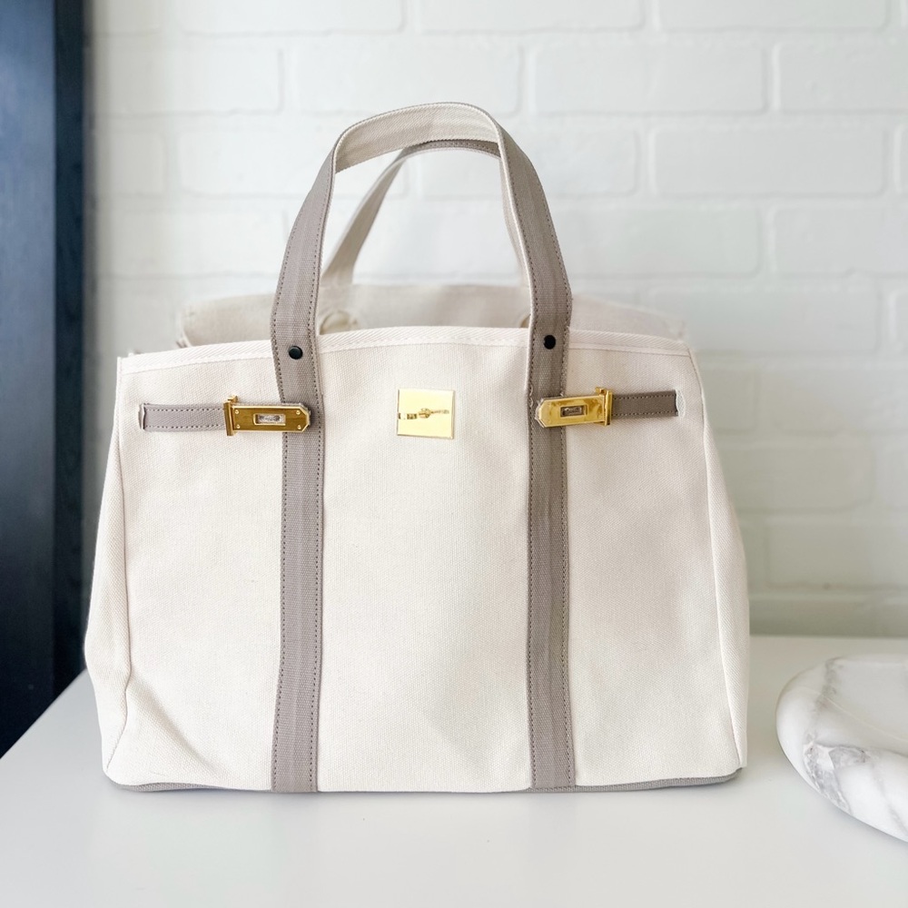 Canvas & Grey Tote – Neutral Minimal Carryall NEW & Ready to Ship - Picture 2 of 11